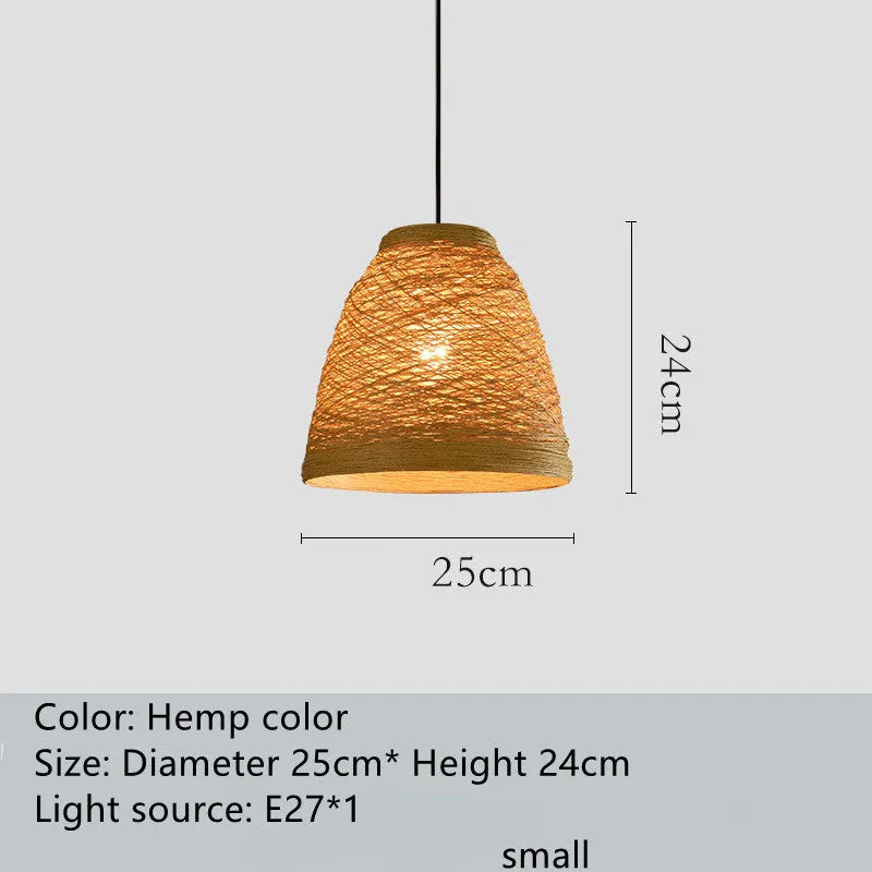 Rattan woven ball hanging lamp with adjustable chain in pastoral style for indoor lighting