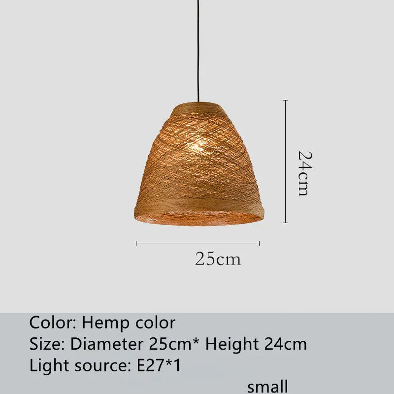 Rattan woven ball hanging lamp with adjustable chain in pastoral style for indoor lighting