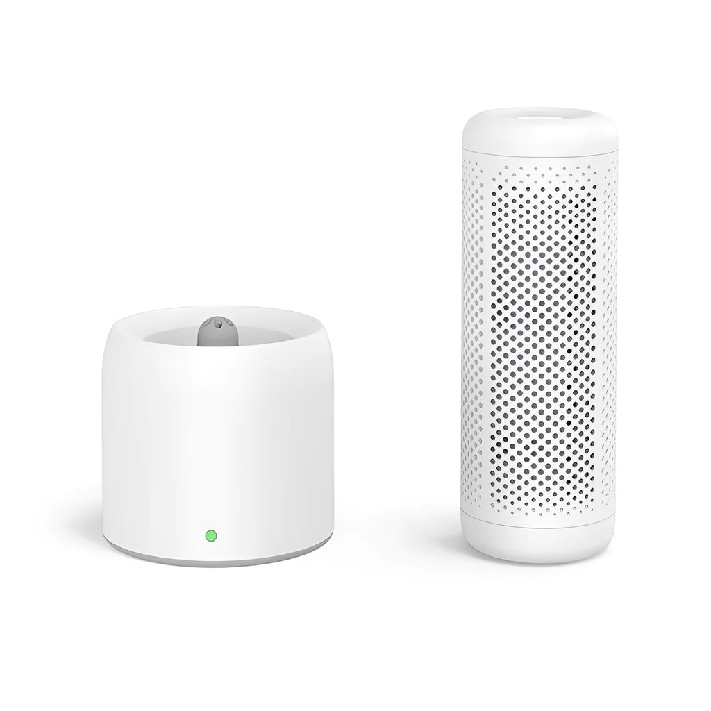 Small white household dehumidifier for areas up to 10 square metres with multiple plug options