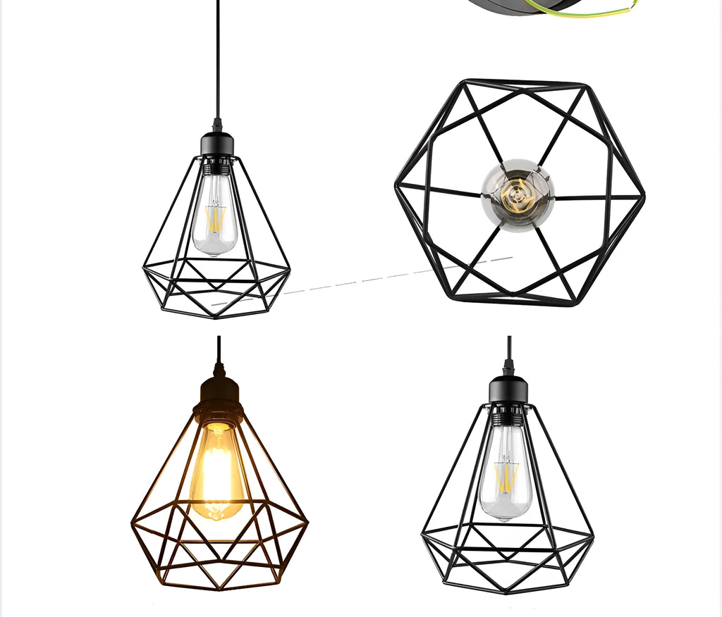 Nordic retro black iron chandelier ceiling light with adjustable 21x26x26cm size