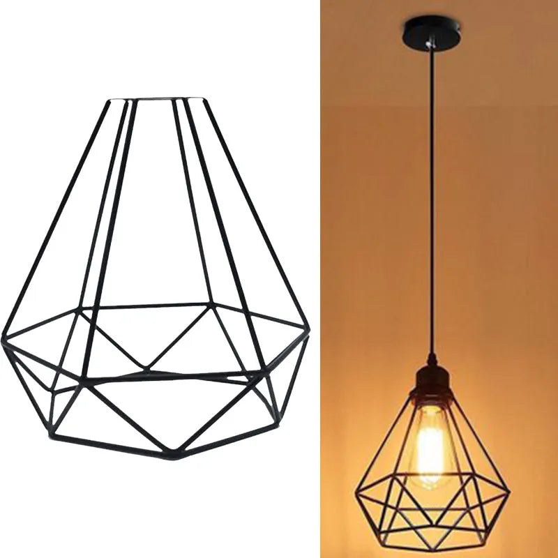 Nordic retro black iron chandelier ceiling light with adjustable 21x26x26cm size