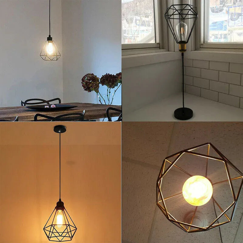 Nordic retro black iron chandelier ceiling light with adjustable 21x26x26cm size