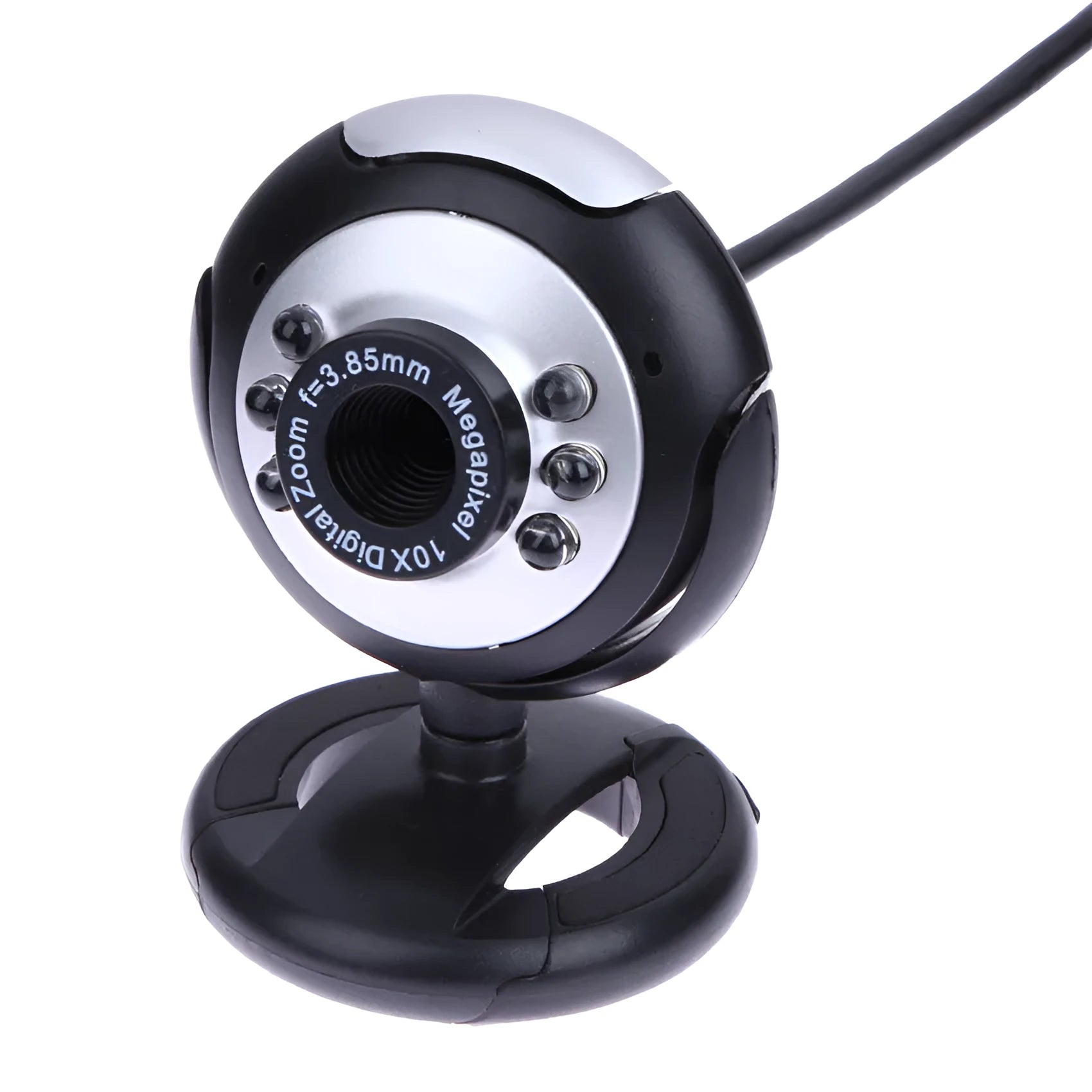 USB web camera with six LED lights around the lens for night vision video calling