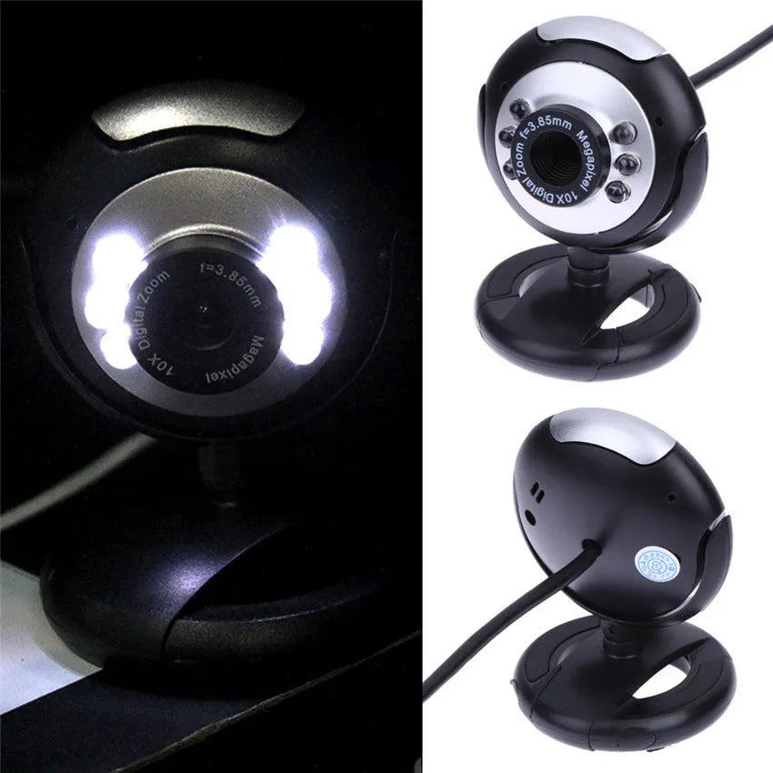 USB web camera with six LED lights around the lens for night vision video calling