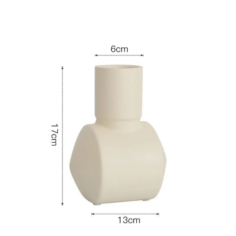 Nordic Morandi ceramic hammer vase in beige, brown or purple colour glaze, 22cm high