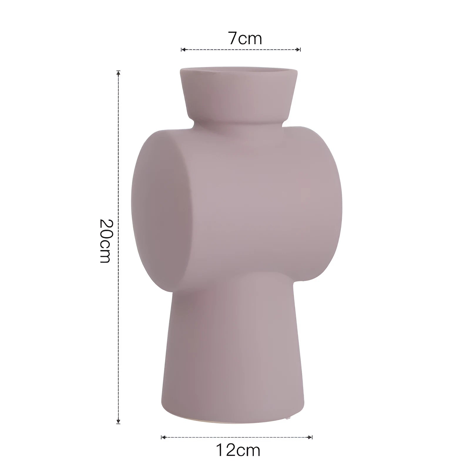 Nordic Morandi ceramic hammer vase in beige, brown or purple colour glaze, 22cm high