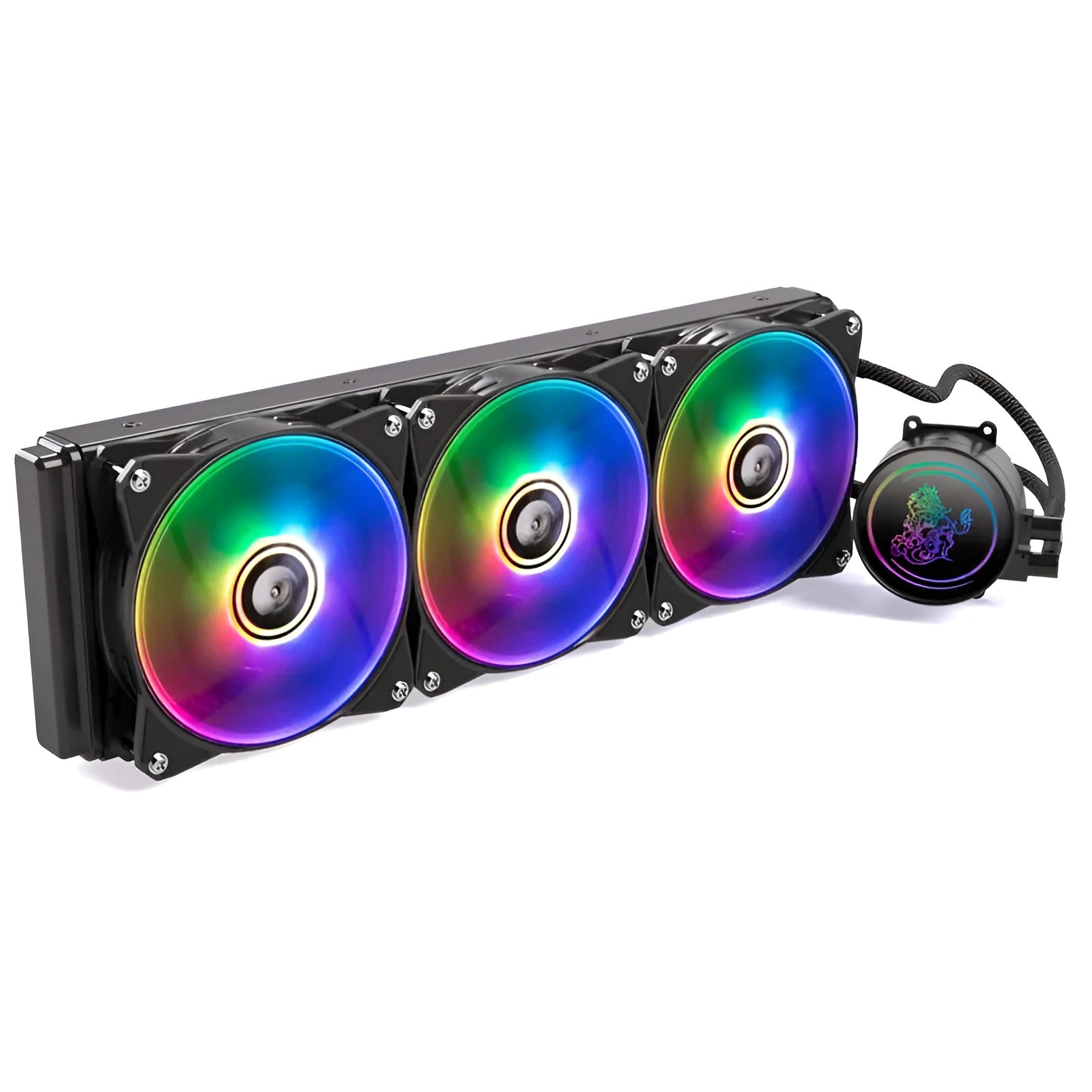 Kirin 240mm ARGB CPU water cooling radiator with colourful lighting and copper-aluminium fins