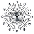 Silver round 33cm mute wall clock with metal case and aluminium dial.