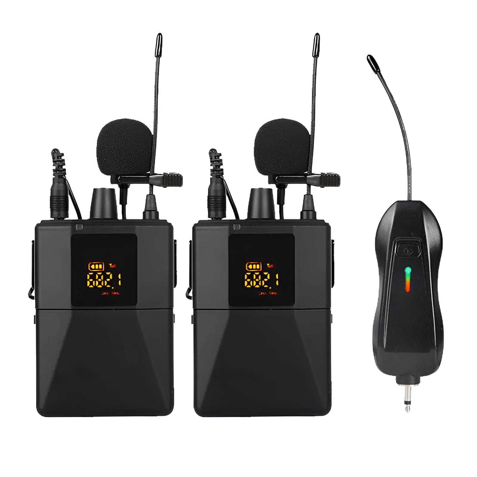 Black Little Bee X3 wireless lavalier clip-on microphone with a separate wind foam cover on a white background.