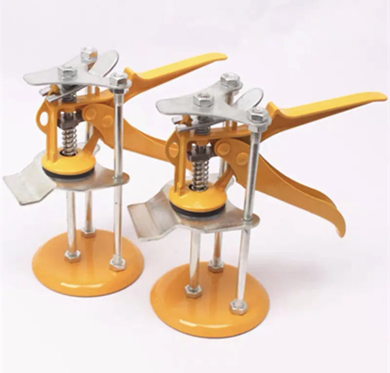Metal tile raising positioner with adjustable height mechanism for floor installation