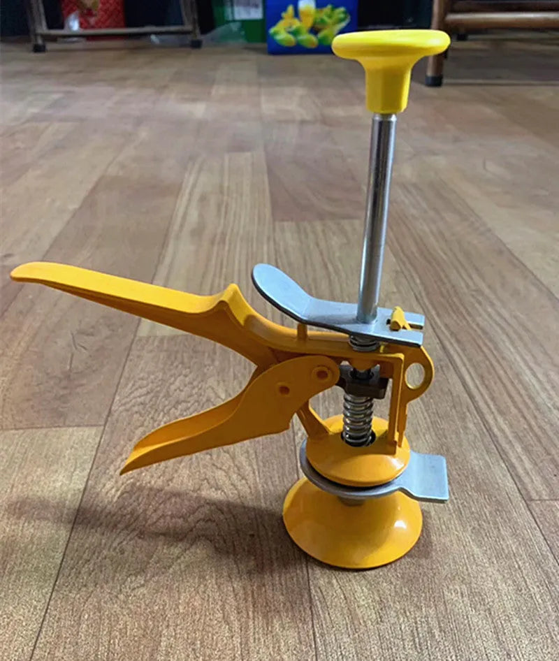 Metal tile raising positioner with adjustable height mechanism for floor installation