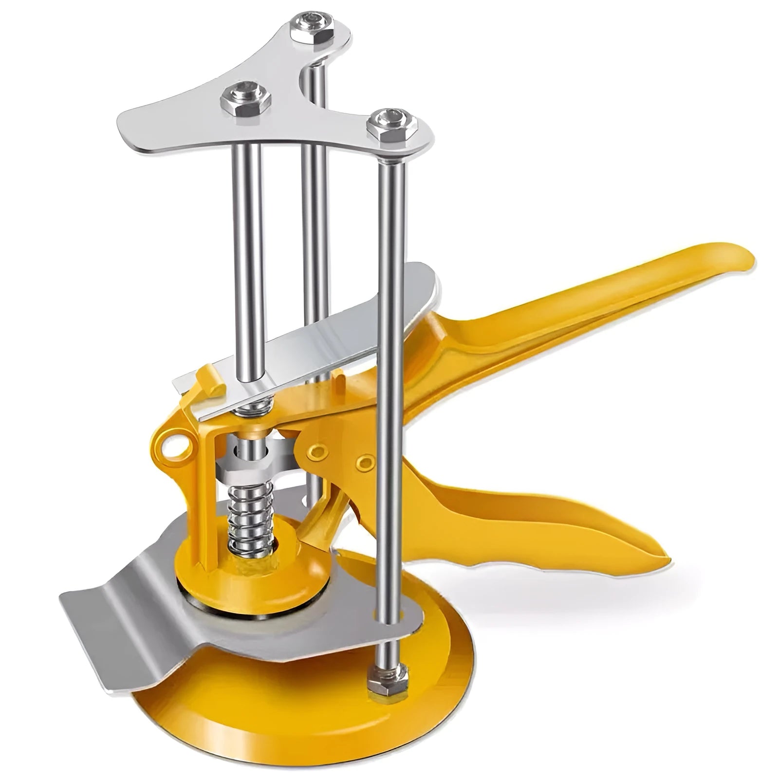Metal tile raising positioner with adjustable height mechanism for floor installation