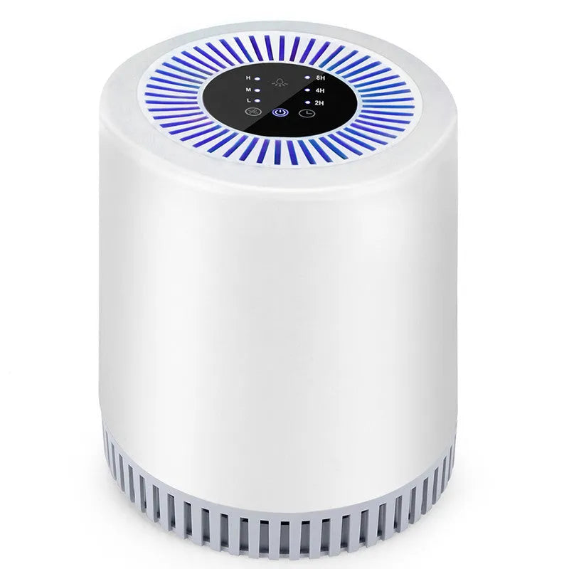 White household air purifier unit with filter element for rooms up to 20 square metres
