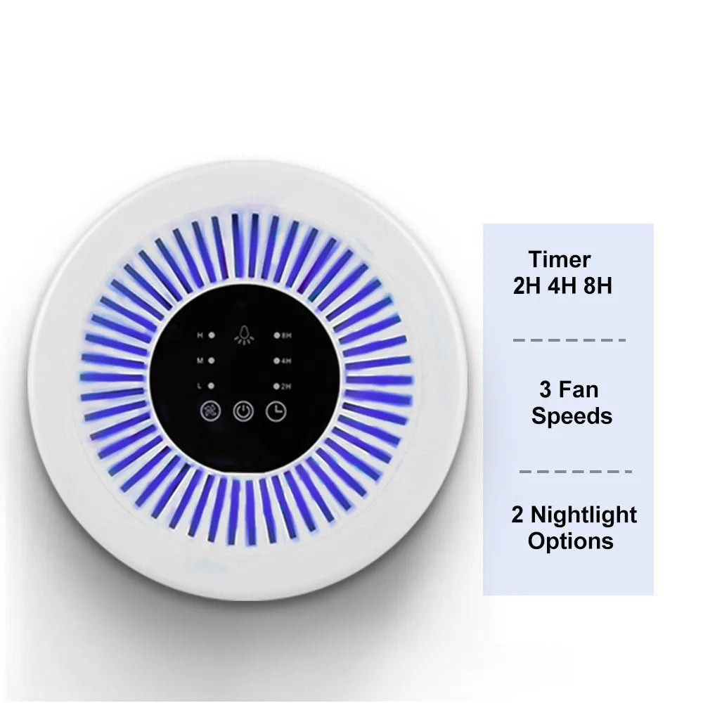 White household air purifier unit with filter element for rooms up to 20 square metres