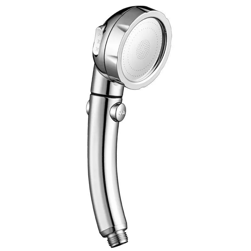 Handheld shower head with ABS plastic construction and universal 4-point bathroom interface