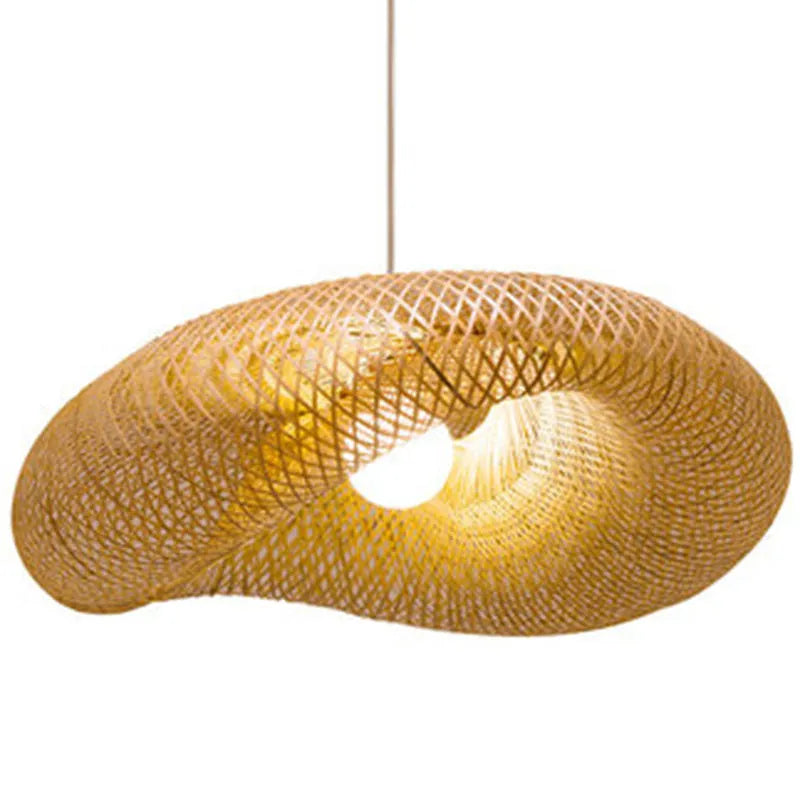 Chinese style bamboo chandelier lamp with 40cm diameter natural bamboo shell