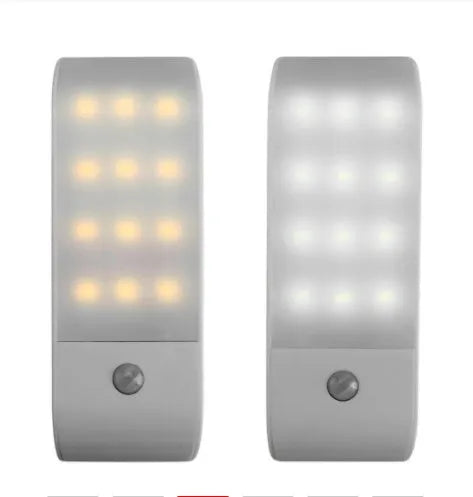 Rechargeable LED cabinet light with human body infrared motion sensor.