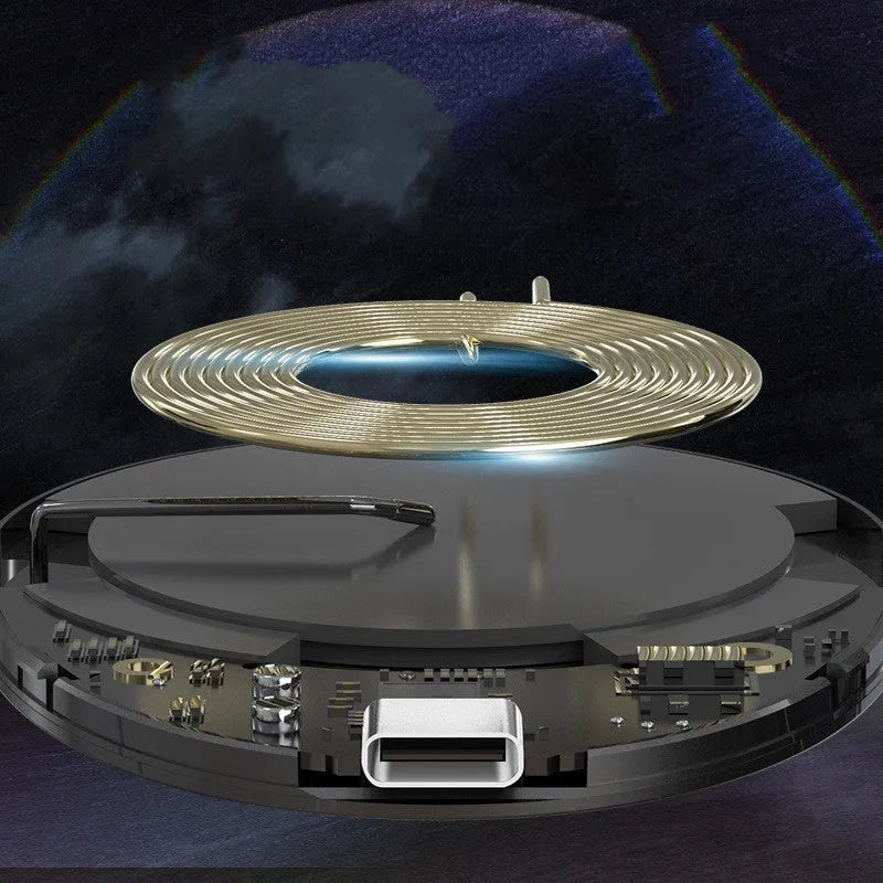 C01 black magnetic wireless charger with USB-C port for 12V input