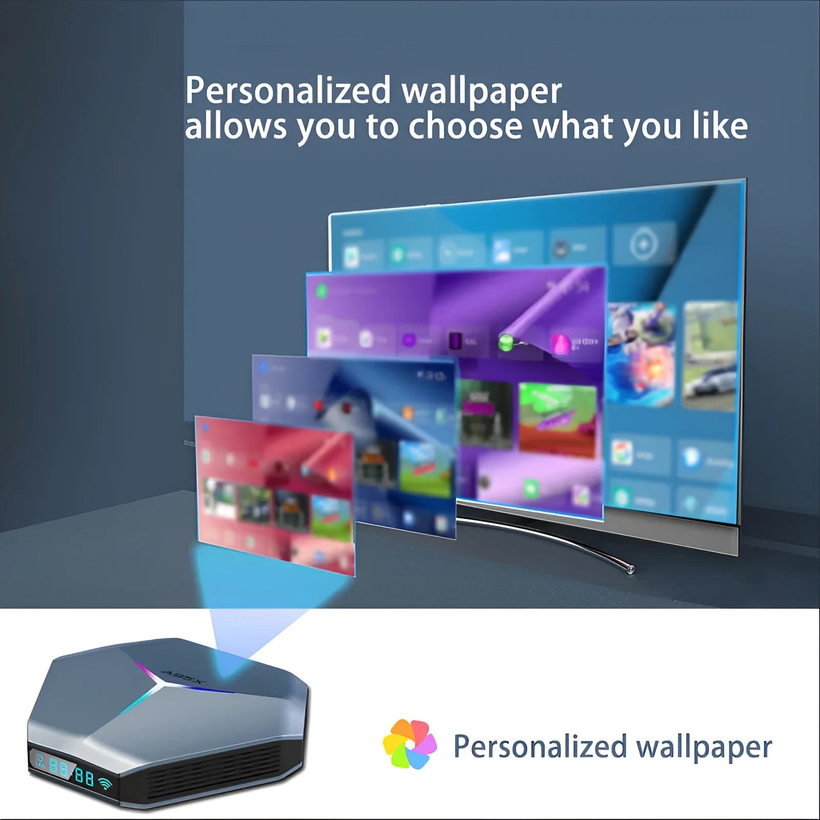 Android 8K TV set-top box with remote control and international power adapters