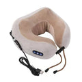 Brown U-shaped electric neck massage pillow with heating function