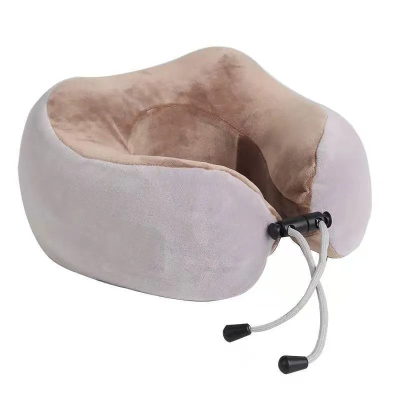 Brown U-shaped electric neck massage pillow with heating function