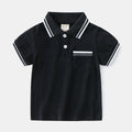 Boys' white cotton polo t-shirt with short sleeves and round neck for summer wear