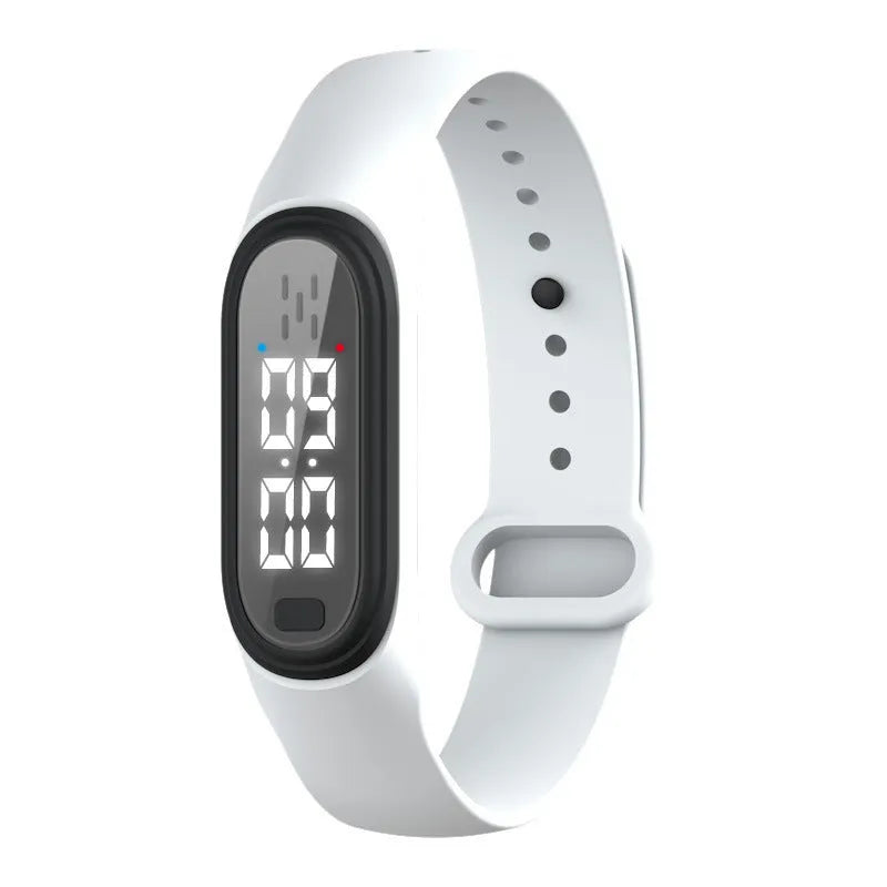 Ultrasonic electronic mosquito repellent bracelet in black, white, blue, and pink colours