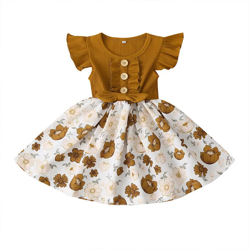 Toddler girl's sleeveless summer dress in cotton blend material showing colour options