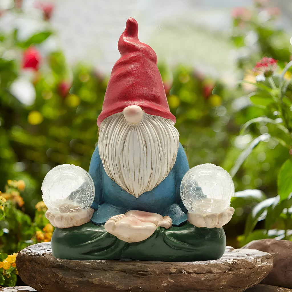 Solar LED resin dwarf doll outdoor statue with faceless old man design for garden decoration