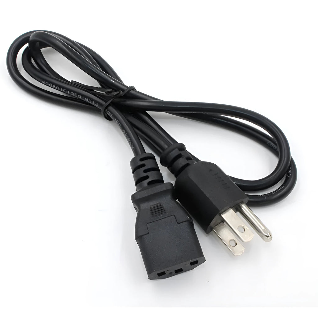 Black American standard plug power cord with pure copper conductors and PVC sheath