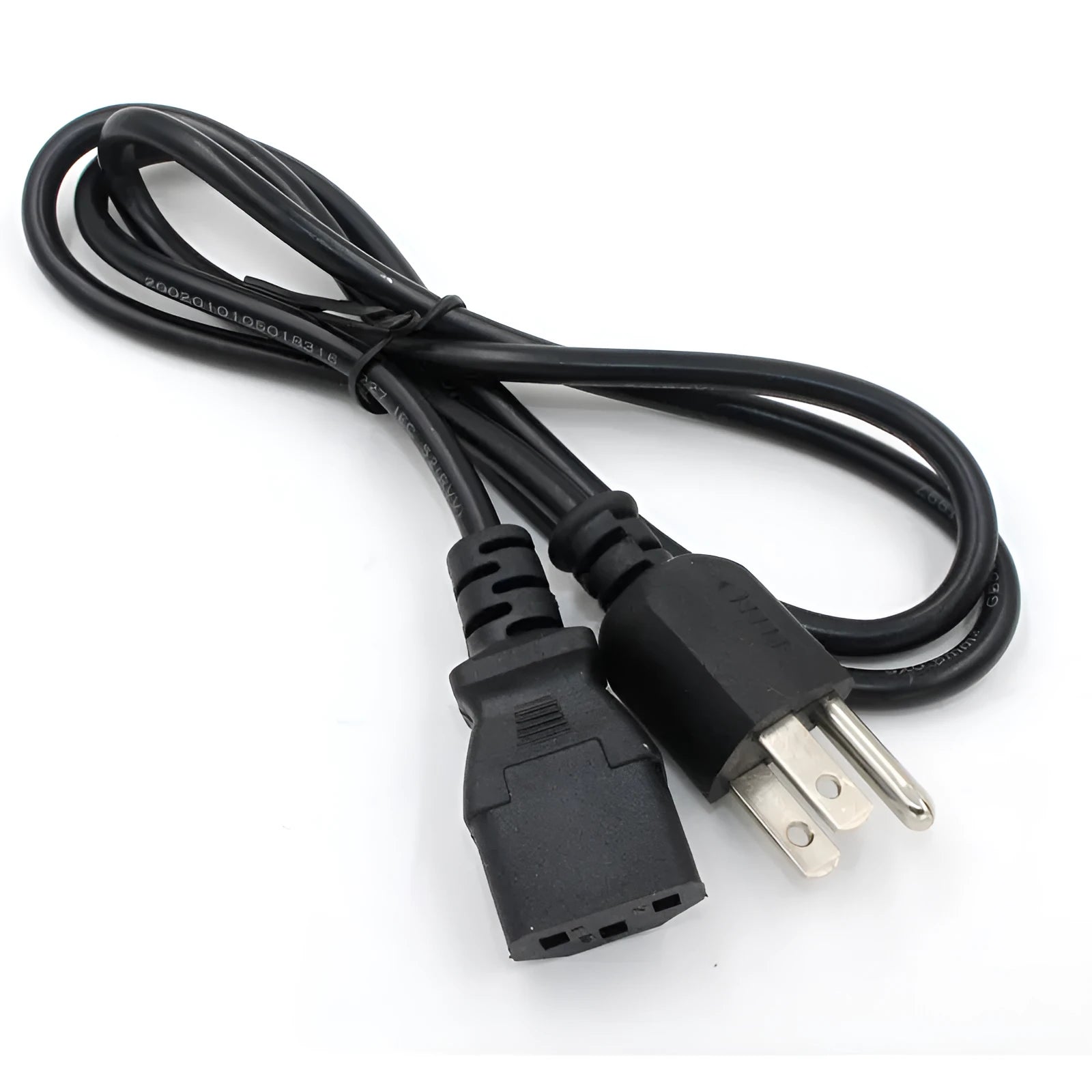 Black American standard plug power cord with pure copper conductors and PVC sheath