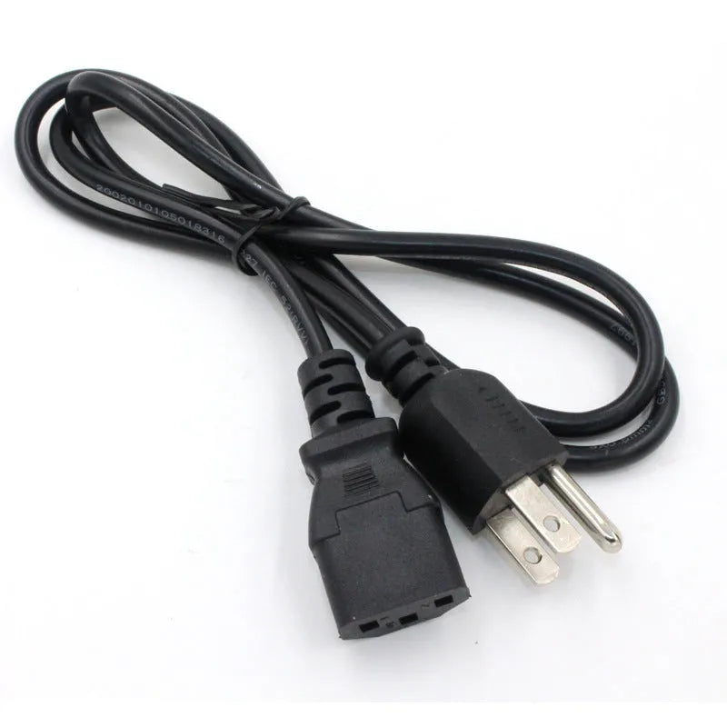 Black American standard plug power cord with pure copper conductors and PVC sheath