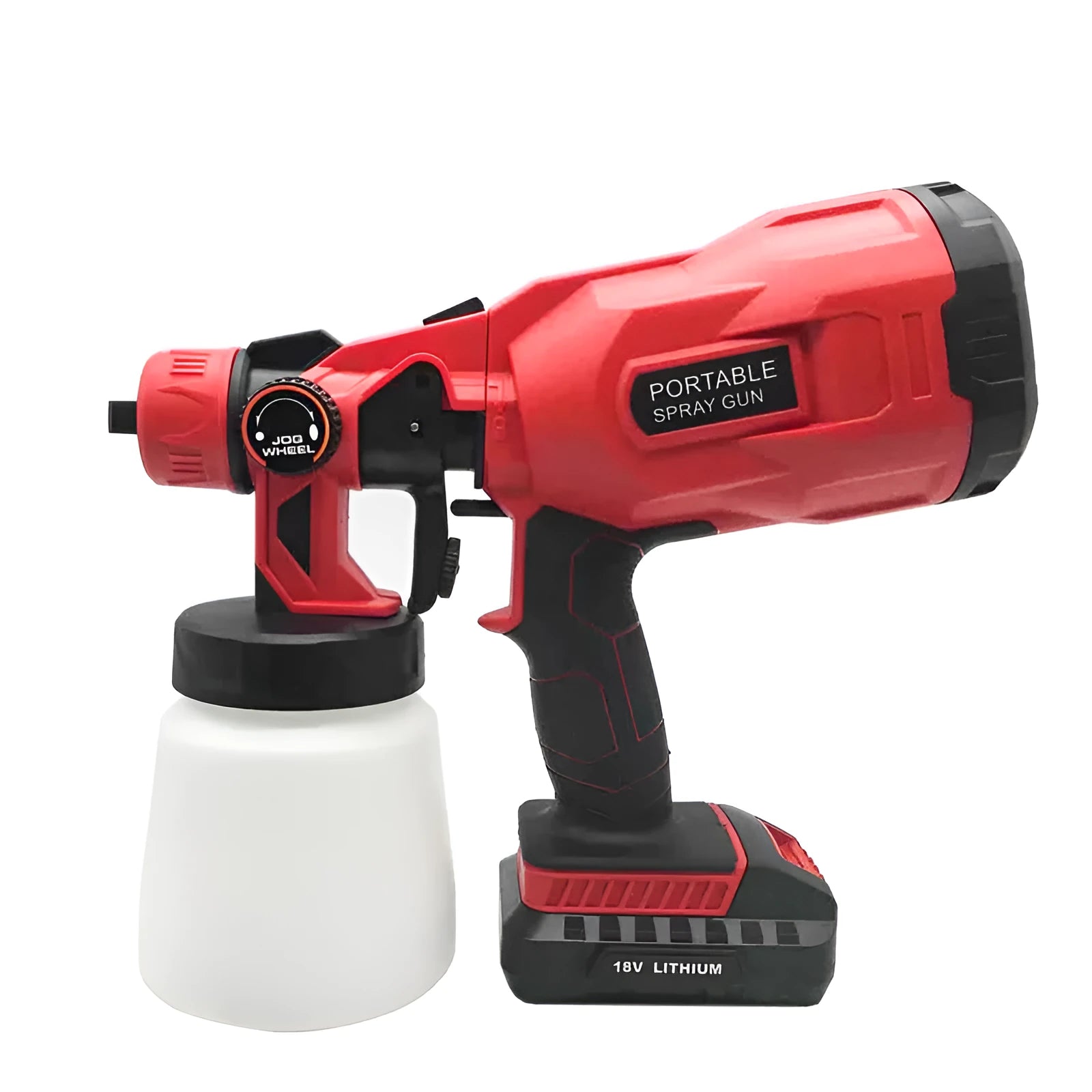 Blue cordless paint spray gun with 800ml tank and lithium battery