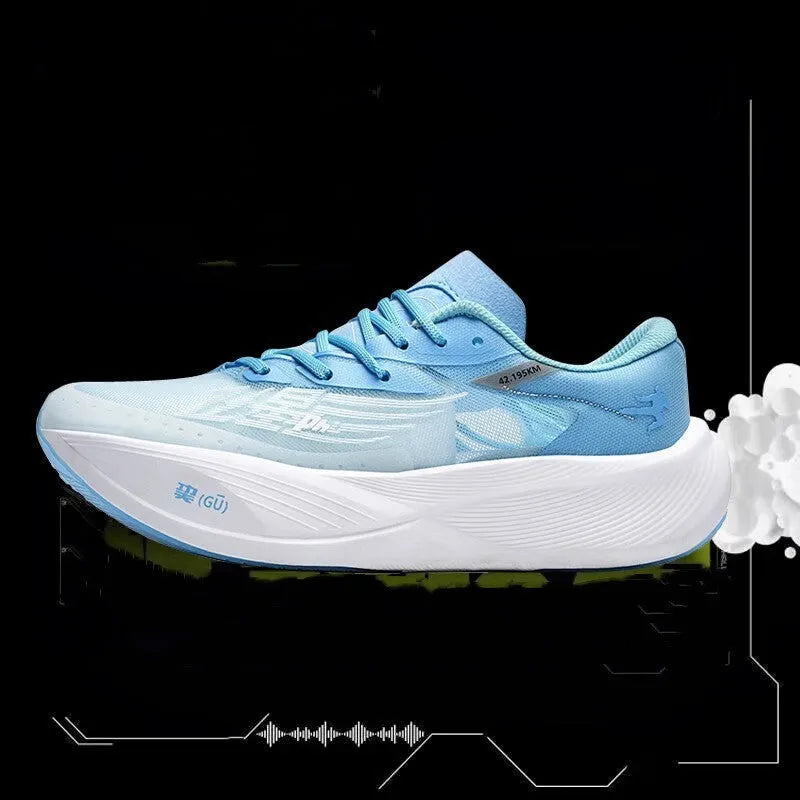 Carbon plate racing sneakers in low-top design with natural rubber sole and PU mesh upper
