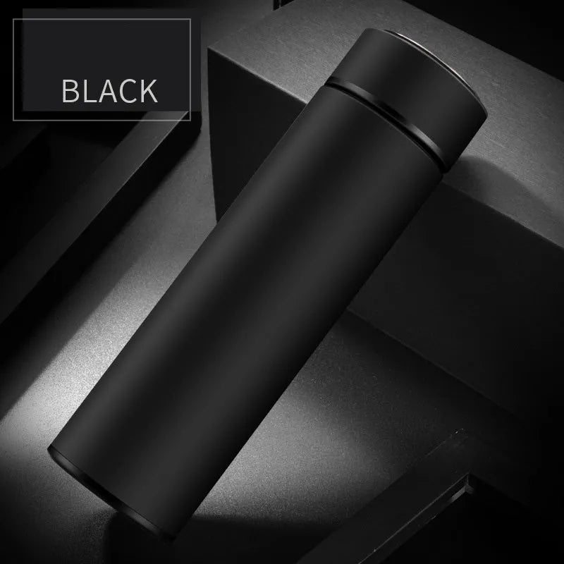 450ml stainless steel vacuum-insulated water bottle in black, red, gold, blue, and colour-changing temperature-sensitive versions.