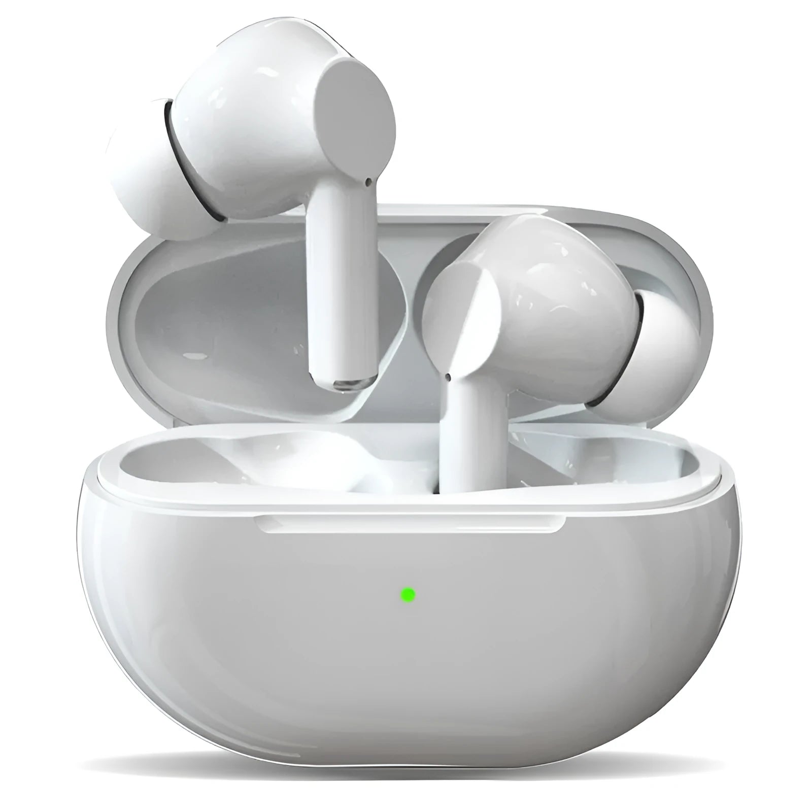 Pro4 Bluetooth wireless headset in black or white with a compact charging case.