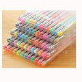 100 colour gel pen set with plastic barrels in assorted colours showing 0.5mm and 1.0mm tip options