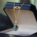 French retro necklace with geometry copper pendant in gold electroplated finish
