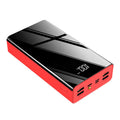 Large 40000 mAh capacity power bank with LCD display in red or black plastic case