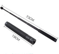 Black retractable selfie stick with adjustable phone mount extended to full length