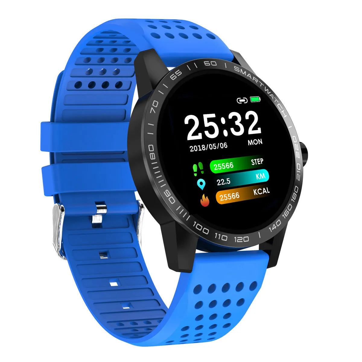 Black T2 colour screen smart bracelet showing heart rate data on 1.3-inch display