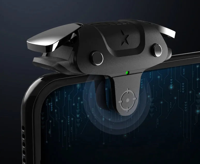 Black F5 mobile game controller for smartphones measuring 5 by 2.5 by 2.96 centimetres