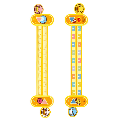 Yellow plastic cartoon digital decomposition ruler for children's learning, measuring 24.5cm long