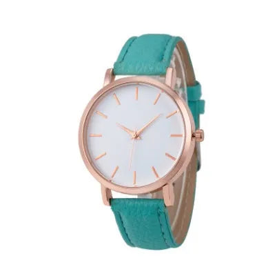 Quartz watch with square alloy case and PU leather strap in various colour options