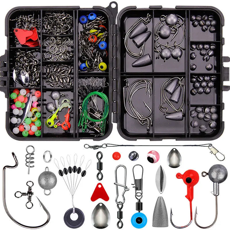 Weihe 257-piece fishing lure accessories kit in ABS storage box for Texas rigs and sea fishing