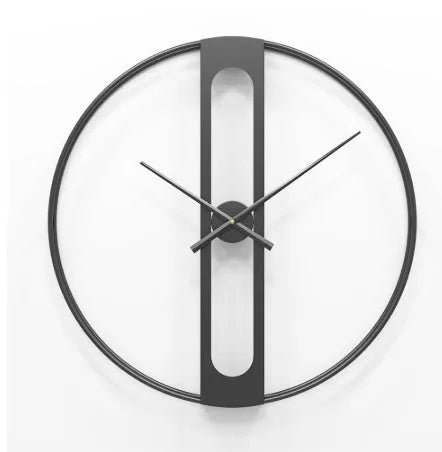 Round metal wall clock with 50cm diameter available in black or gold finish