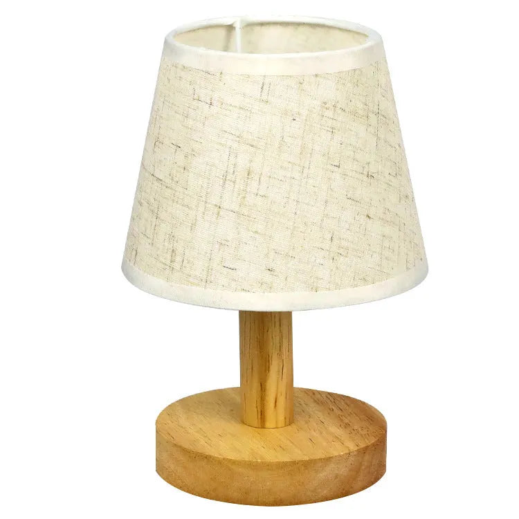 Korean style vintage pleated table lamp with jute linen shade and bamboo holder