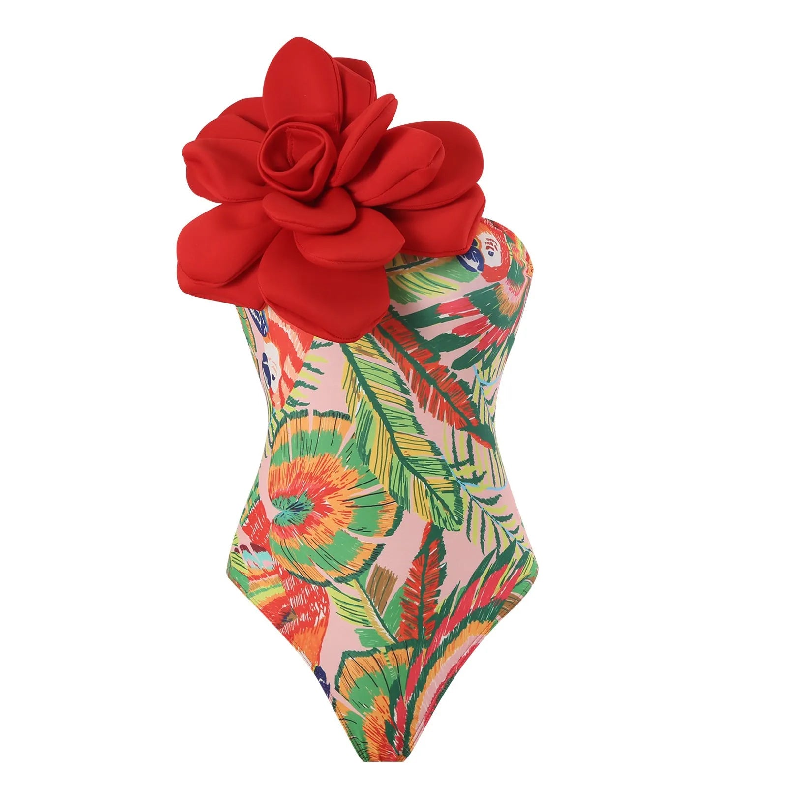 Women's blue printed one-piece swimsuit with matching gauze skirt set