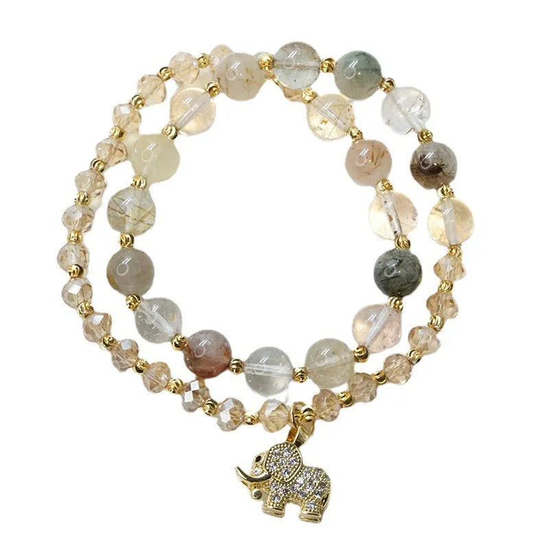 Women's retro ethnic bracelet with 521 colour hair crystal stones and adjustable beaded design