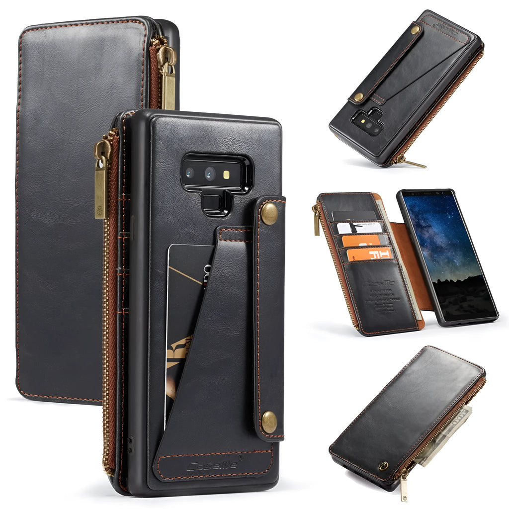 PU leather flip phone case for Samsung Galaxy Note9 in black, brown and red colours